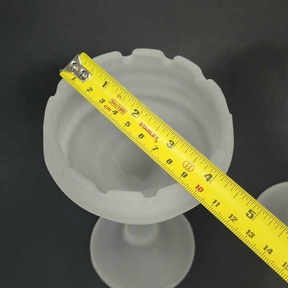 2 Vintage Partylite 7.5" Castle Turret Frosted Satin Glass Candlestick Holders - Picture 2 of 8